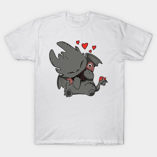 Toothless in love, httyd night fury fanart, how to train your dragon T-Shirt by PrimeStore